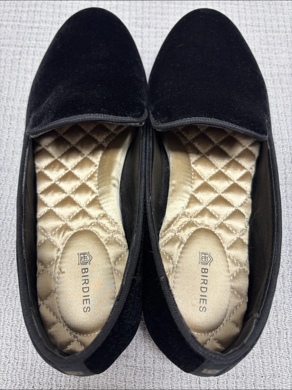 Birdies The Starling Black Velvet Slip On Classic Flat Loafer Women's Size 6.5